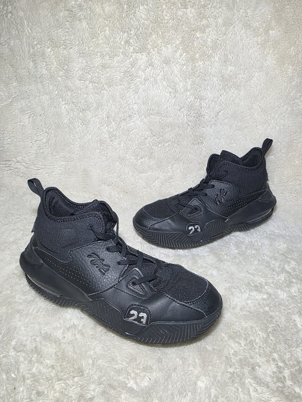 ​Nike Air Jordan Stay Loyal 2 Triple Black Metallic Silver Shoes Mens 7 Wmn 8 7Y